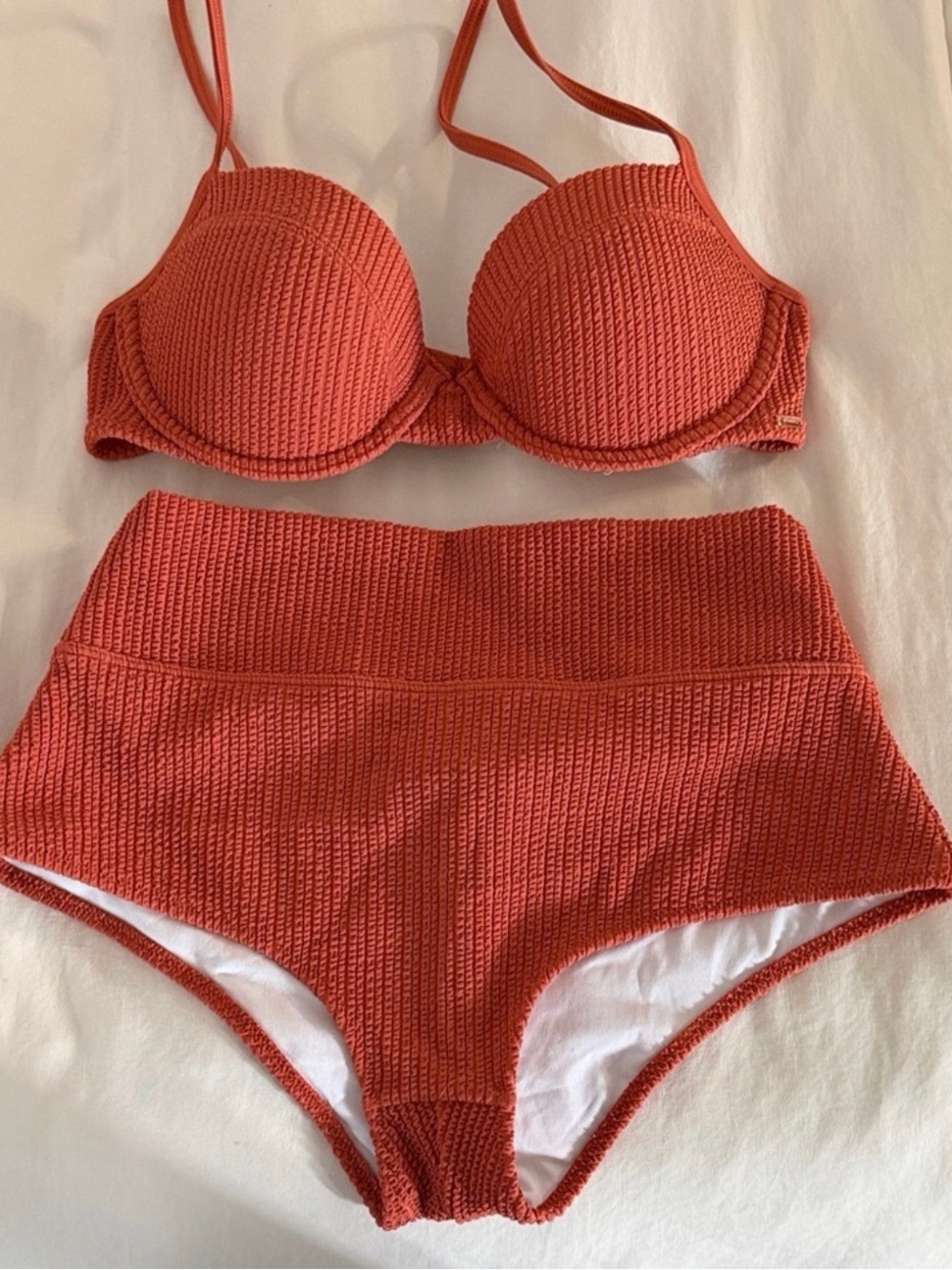 Victoria's Secret Ribbed Two-Piece Bikini Set in Terracotta